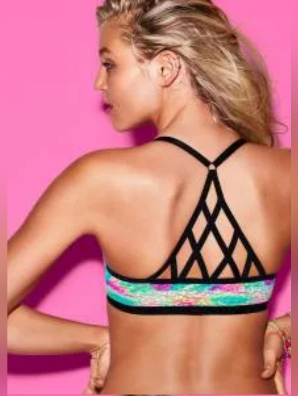 PINK Victoria's Secret Push Up Bra 32DD Front Closure Lace Underwire Padded Neon - Picture 12 of 12